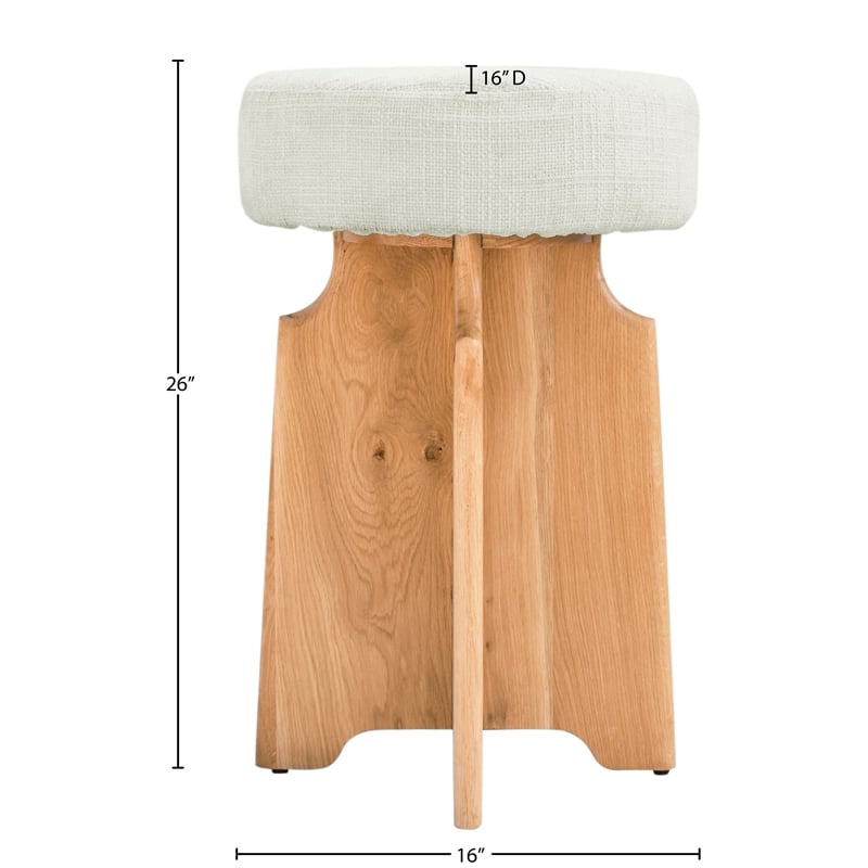 Meridian Furniture Jasper Cream Boucle Fabric Stool