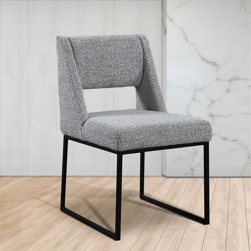 Meridian Furniture Jayce Grey Boucle Fabric Dining Chair