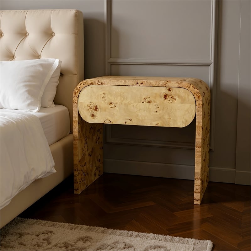 Meridian Furniture Cresthill Burl Wood Night Stand