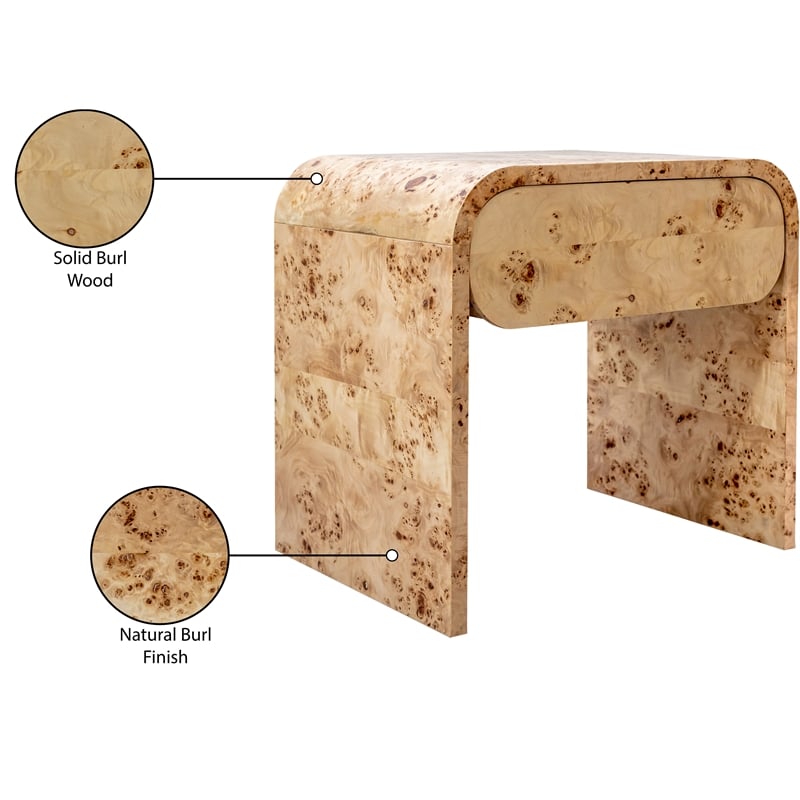 Meridian Furniture Cresthill Burl Wood Night Stand
