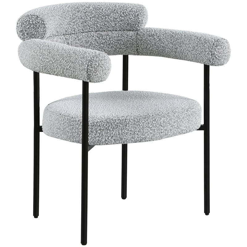 Meridian Furniture Blake Grey Boucle Fabric Dining Chair Set of 2