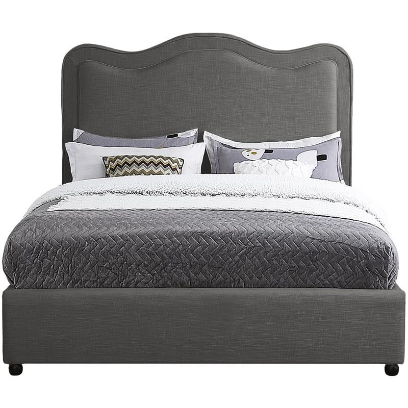 Meridian Furniture Felix Grey Linen Textured Fabric King Bed