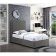 Meridian Furniture Felix Grey Linen Textured Fabric Twin Bed