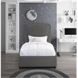 Meridian Furniture Felix Grey Linen Textured Fabric Twin Bed