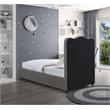 Meridian Furniture Felix Grey Linen Textured Fabric Twin Bed