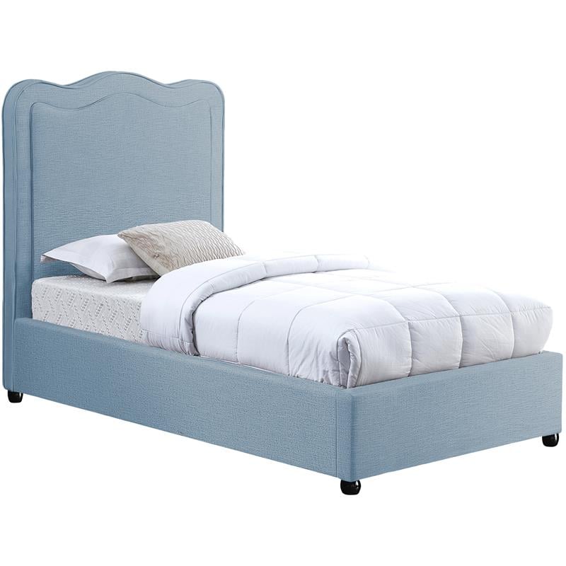 Meridian Furniture Felix Light Blue Linen Textured Fabric Twin Bed