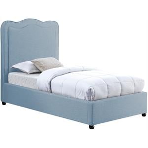 Meridian Furniture Felix Light Blue Linen Textured Fabric Twin Bed