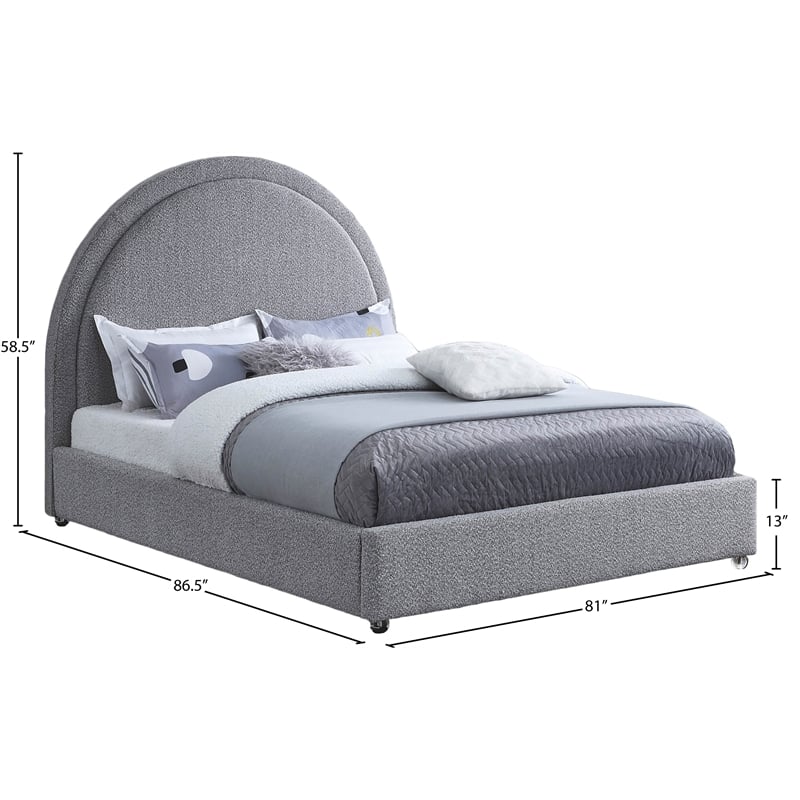 Meridian Furniture Milo Grey Fabric King Bed