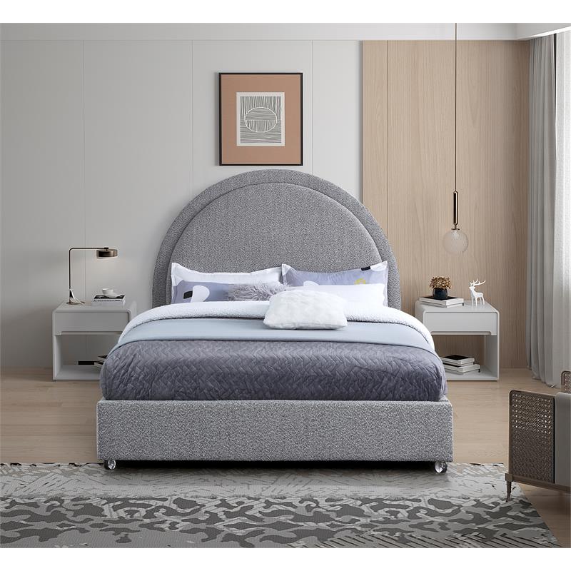 Meridian Furniture Milo Grey Fabric Queen Bed