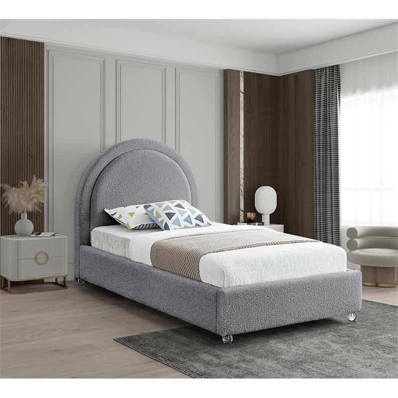 Meridian Furniture Milo Grey Fabric Twin Bed