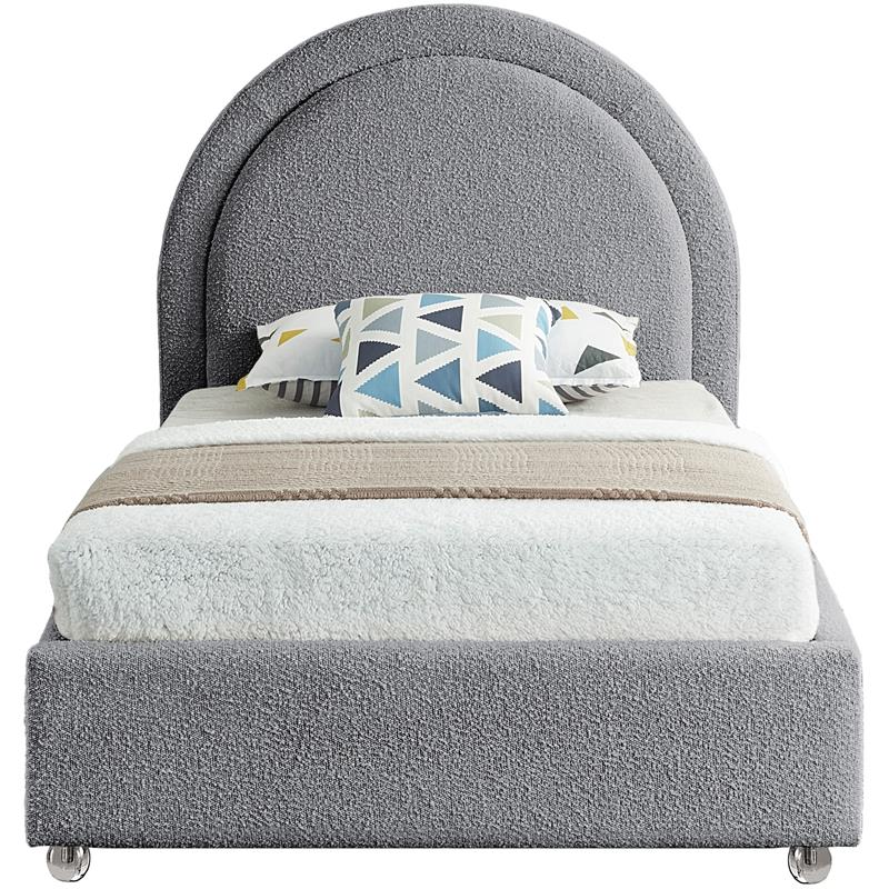 Meridian Furniture Milo Grey Fabric Twin Bed