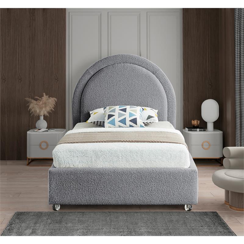 Meridian Furniture Milo Grey Fabric Twin Bed