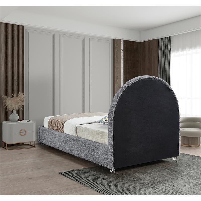 Meridian Furniture Milo Grey Fabric Twin Bed