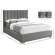 Meridian Furniture Pierce Grey Linen Textured Fabric Full Bed