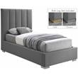 Meridian Furniture Pierce Grey Linen Textured Fabric Twin Bed