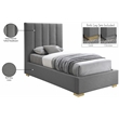 Meridian Furniture Pierce Grey Linen Textured Fabric Twin Bed