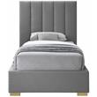 Meridian Furniture Pierce Grey Linen Textured Fabric Twin Bed