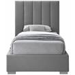 Meridian Furniture Pierce Grey Linen Textured Fabric Twin Bed