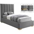 Meridian Furniture Pierce Grey Linen Textured Fabric Twin Bed
