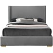 Meridian Furniture Royce Grey Linen Textured Fabric Full Bed