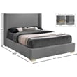 Meridian Furniture Royce Grey Linen Textured Fabric Full Bed