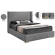 Meridian Furniture Royce Grey Linen Textured Fabric Full Bed