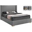 Meridian Furniture Royce Grey Linen Textured Fabric Full Bed