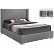 Meridian Furniture Royce Grey Linen Textured Fabric King Bed