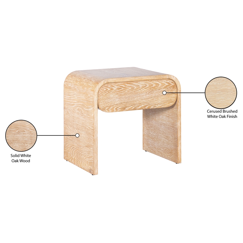 Meridian Furniture Cresthill Nightstand - White Oak Meridian Furniture Cresthill Nightstand - White Oak