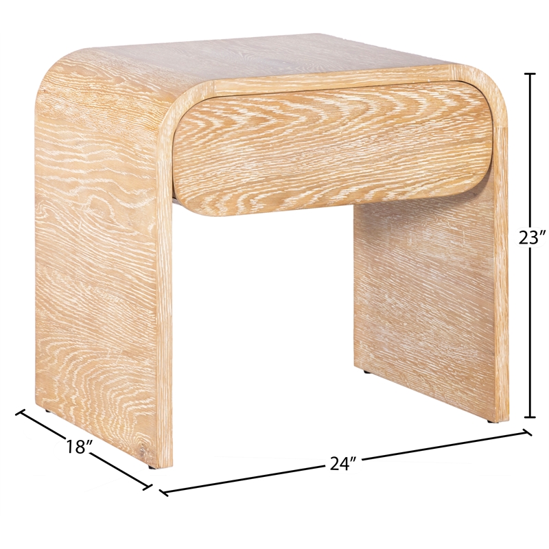 Meridian Furniture Cresthill White Oak Night Stand