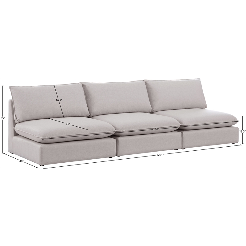 Meridian Furniture Mackenzie Beige Durable Linen Textured Modular Sofa