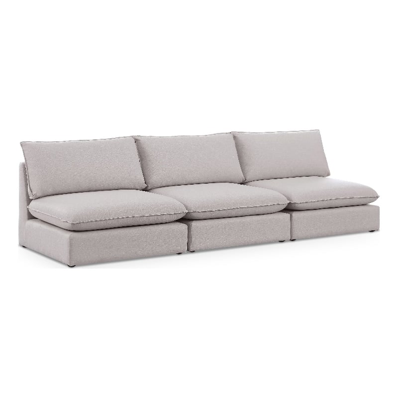 Meridian Furniture Mackenzie Beige Durable Linen Textured Modular Sofa