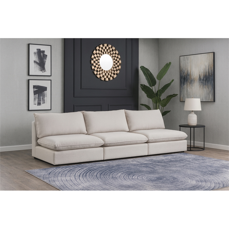 Meridian Furniture Mackenzie Beige Durable Linen Textured Modular Sofa
