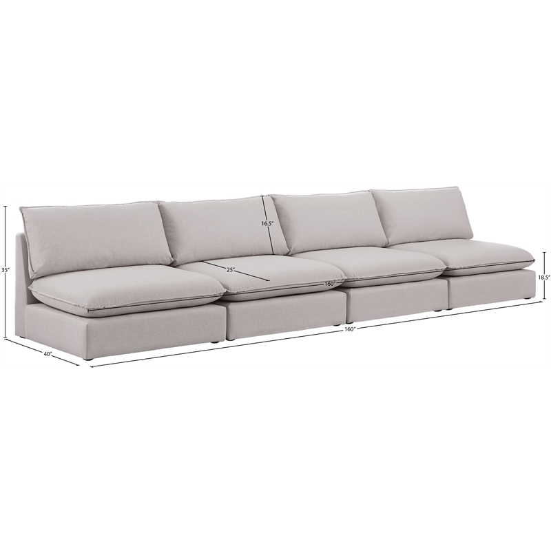 Meridian Furniture Mackenzie Beige Durable Linen Textured Modular Sofa