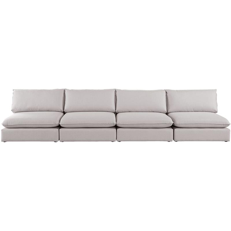Meridian Furniture Mackenzie Beige Durable Linen Textured Modular Sofa