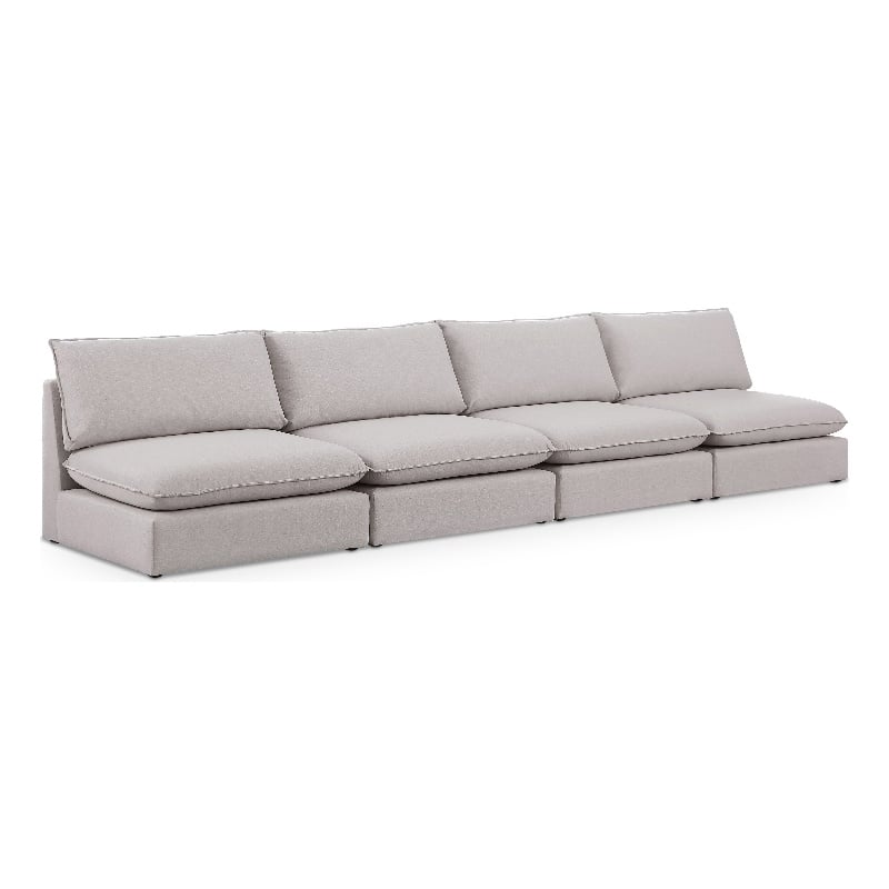 Meridian Furniture Mackenzie Beige Durable Linen Textured Modular Sofa