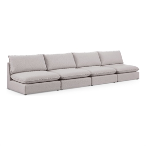 Meridian Furniture Mackenzie Beige Durable Linen Textured Modular Sofa