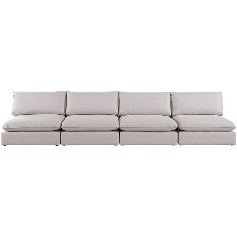 Meridian Furniture Mackenzie Beige Durable Linen Textured Modular Sofa