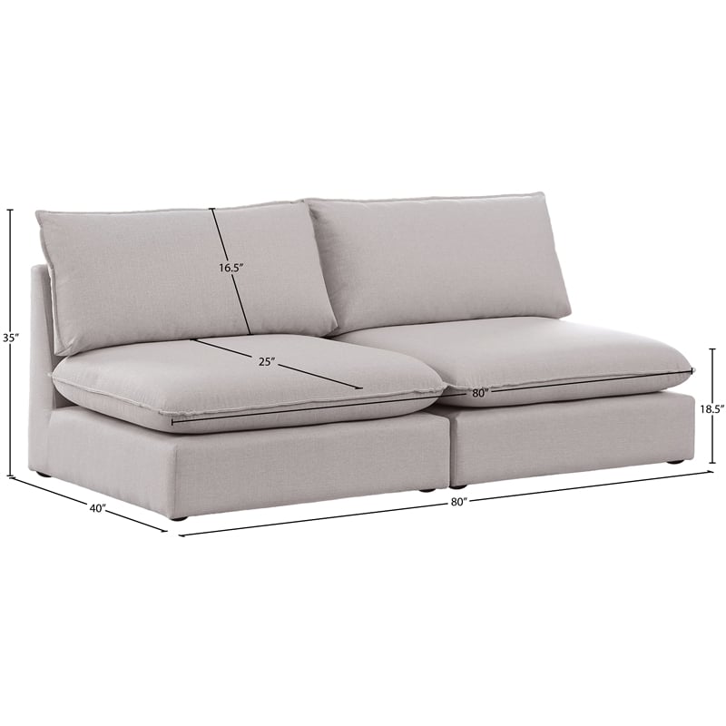 Meridian Furniture Mackenzie Beige Durable Linen Textured Modular Sofa