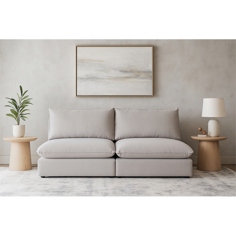 Meridian Furniture Mackenzie Beige Durable Linen Textured Modular Sofa