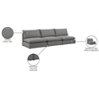 Meridian Furniture Mackenzie Grey Durable Linen Textured Modular Sofa