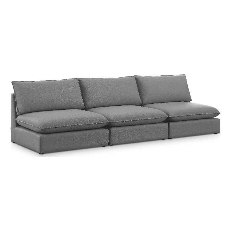 Meridian Furniture Mackenzie Grey Durable Linen Textured Modular Sofa