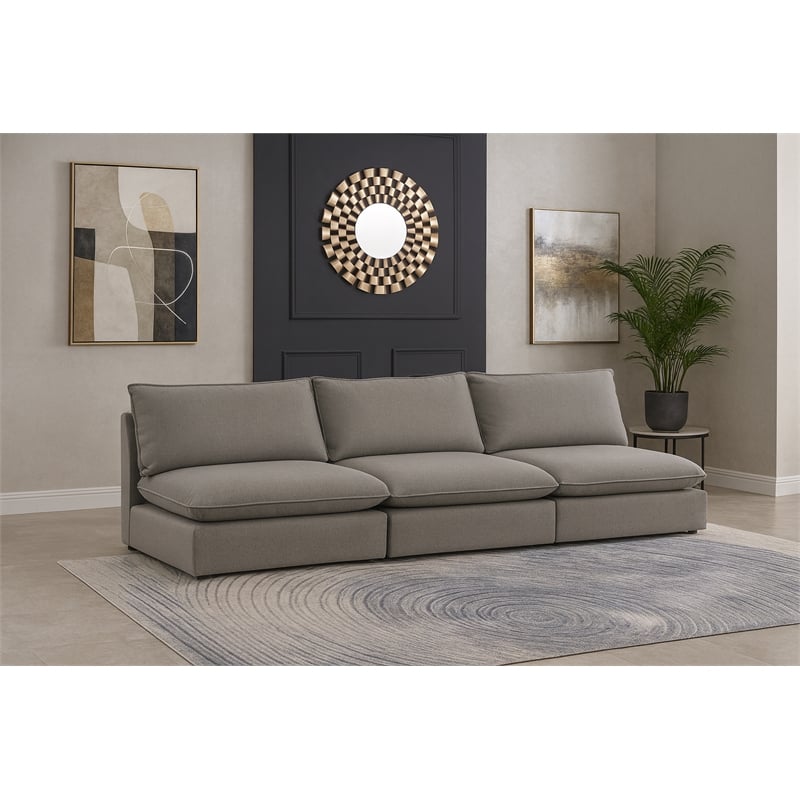 Meridian Furniture Mackenzie Grey Durable Linen Textured Modular Sofa