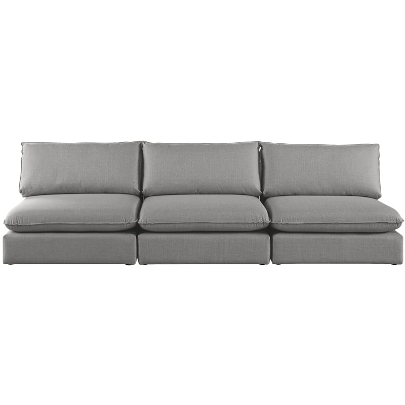 Meridian Furniture Mackenzie Grey Durable Linen Textured Modular Sofa