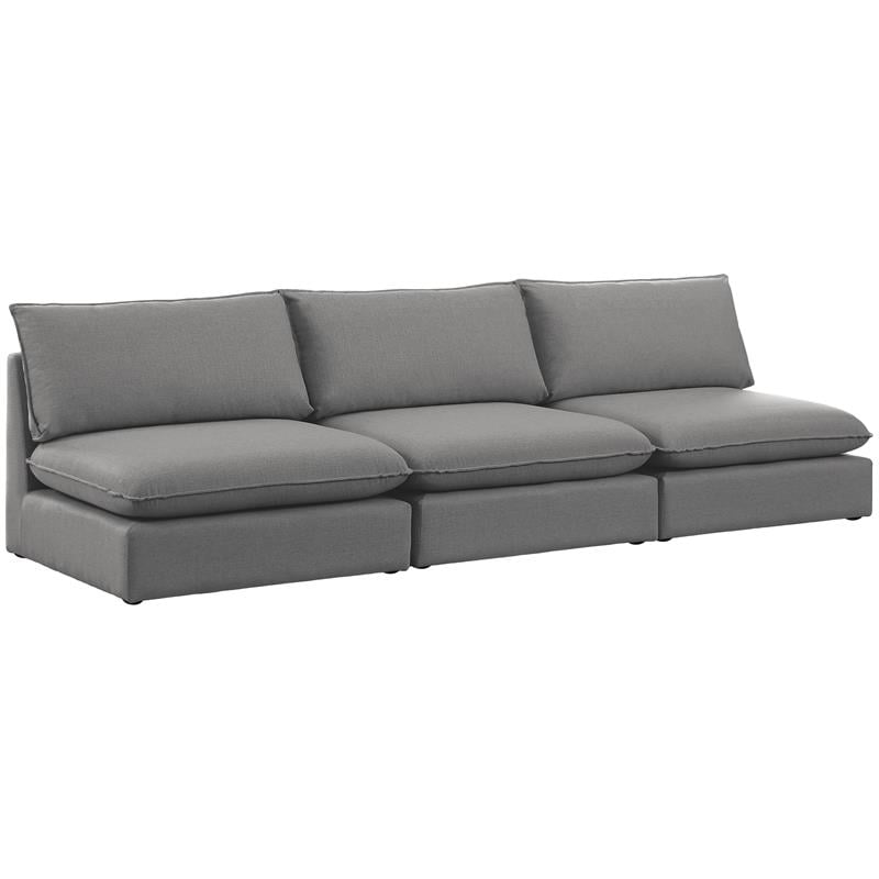 Meridian Furniture Mackenzie Grey Durable Linen Textured Modular Sofa
