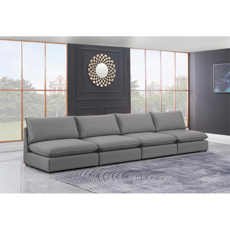 Meridian Furniture Mackenzie Grey Durable Linen Textured Modular Sofa