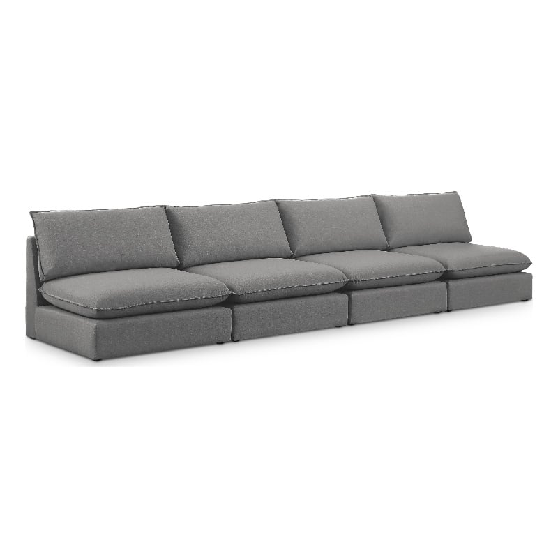 Meridian Furniture Mackenzie Grey Durable Linen Textured Modular Sofa