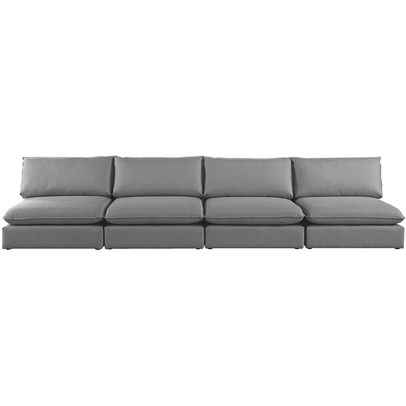 Meridian Furniture Mackenzie Grey Durable Linen Textured Modular Sofa