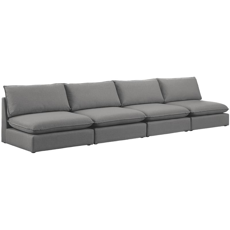 Meridian Furniture Mackenzie Grey Durable Linen Textured Modular Sofa