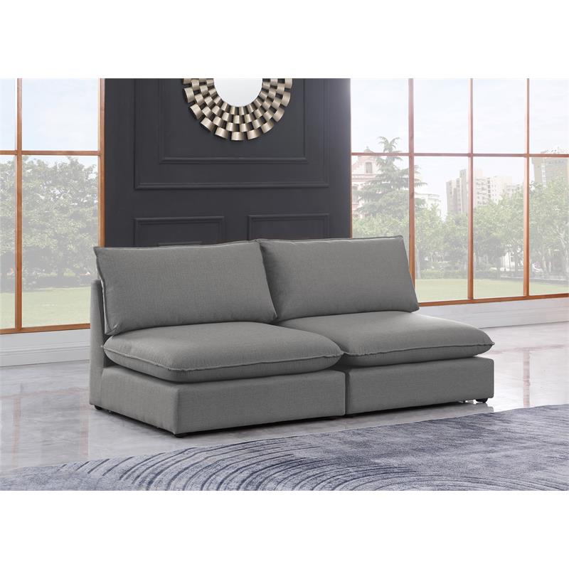 Meridian Furniture Mackenzie Grey Durable Linen Textured Modular Sofa